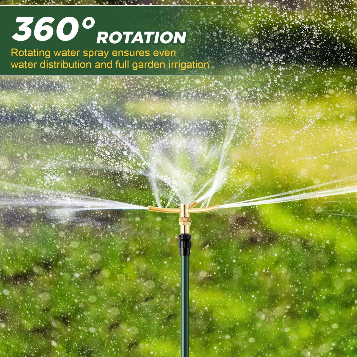 Impact Sprinkler on Tripod Base, 360° Coverage, 3/4in