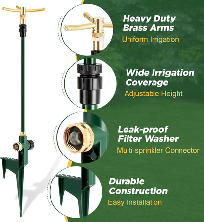 Impact Sprinkler on Tripod Base, 360° Coverage, 3/4in