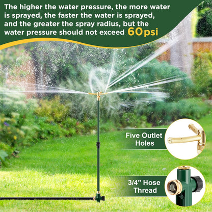 Impact Sprinkler on Tripod Base, 360° Coverage, 3/4in