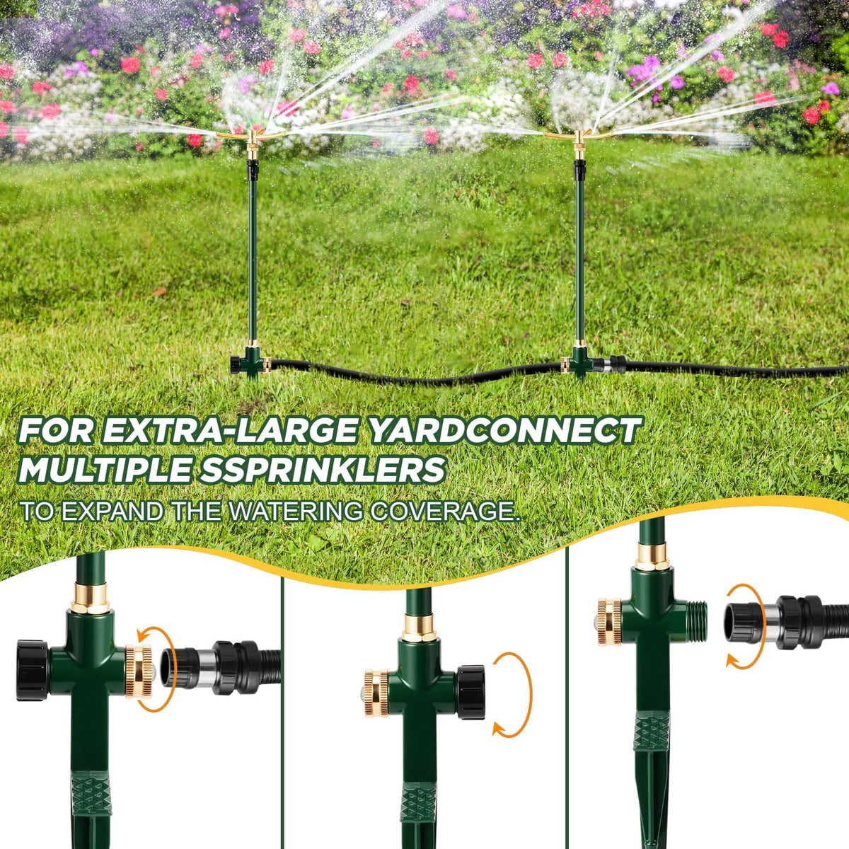 Impact Sprinkler on Tripod Base, 360° Coverage, 3/4in