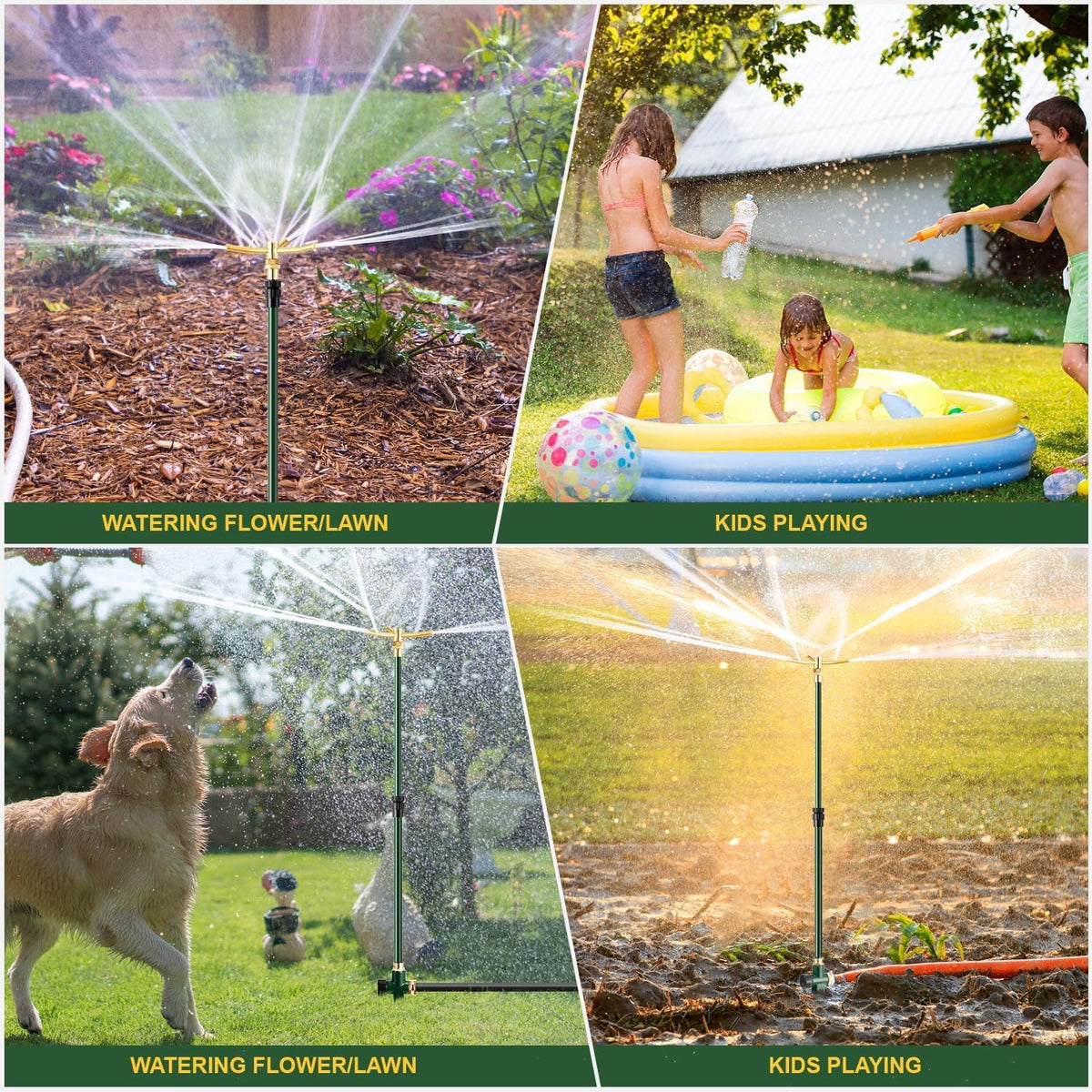 Impact Sprinkler on Tripod Base, 360° Coverage, 3/4in