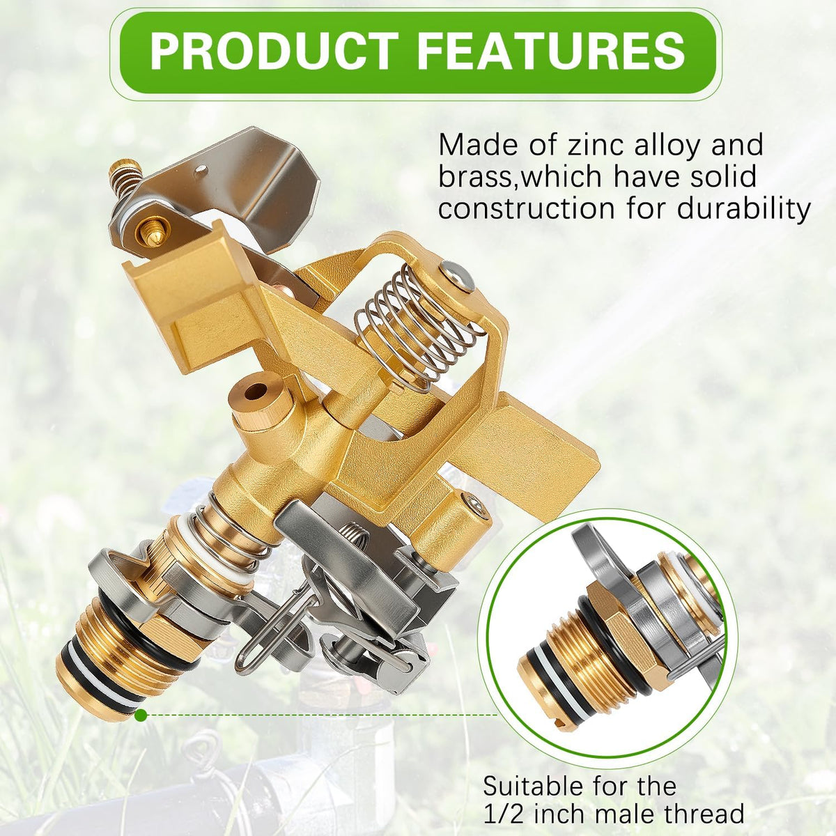 Impact Sprinkler on Tripod Base, 360° Coverage, 3/4in