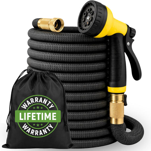 XpandaHose 150ft Expandable Garden Hose, Lightweight, Brass Connectors