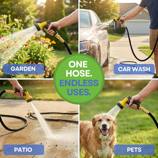 XpandaHose 150ft Expandable Garden Hose, Lightweight, Brass Connectors