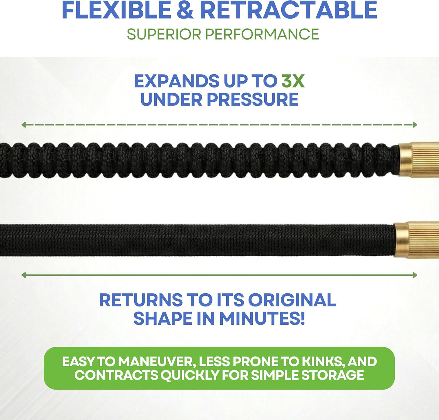 XpandaHose 150ft Expandable Garden Hose, Lightweight, Brass Connectors