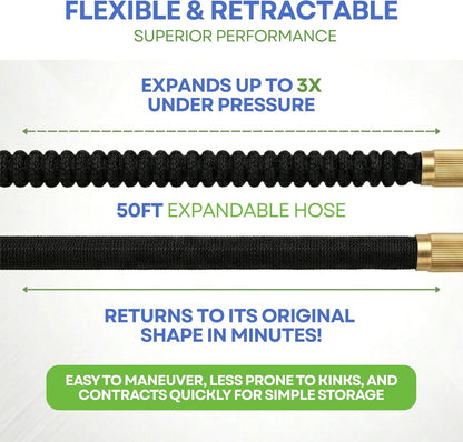 XpandaHose 150ft Expandable Garden Hose, Lightweight, Brass Connectors
