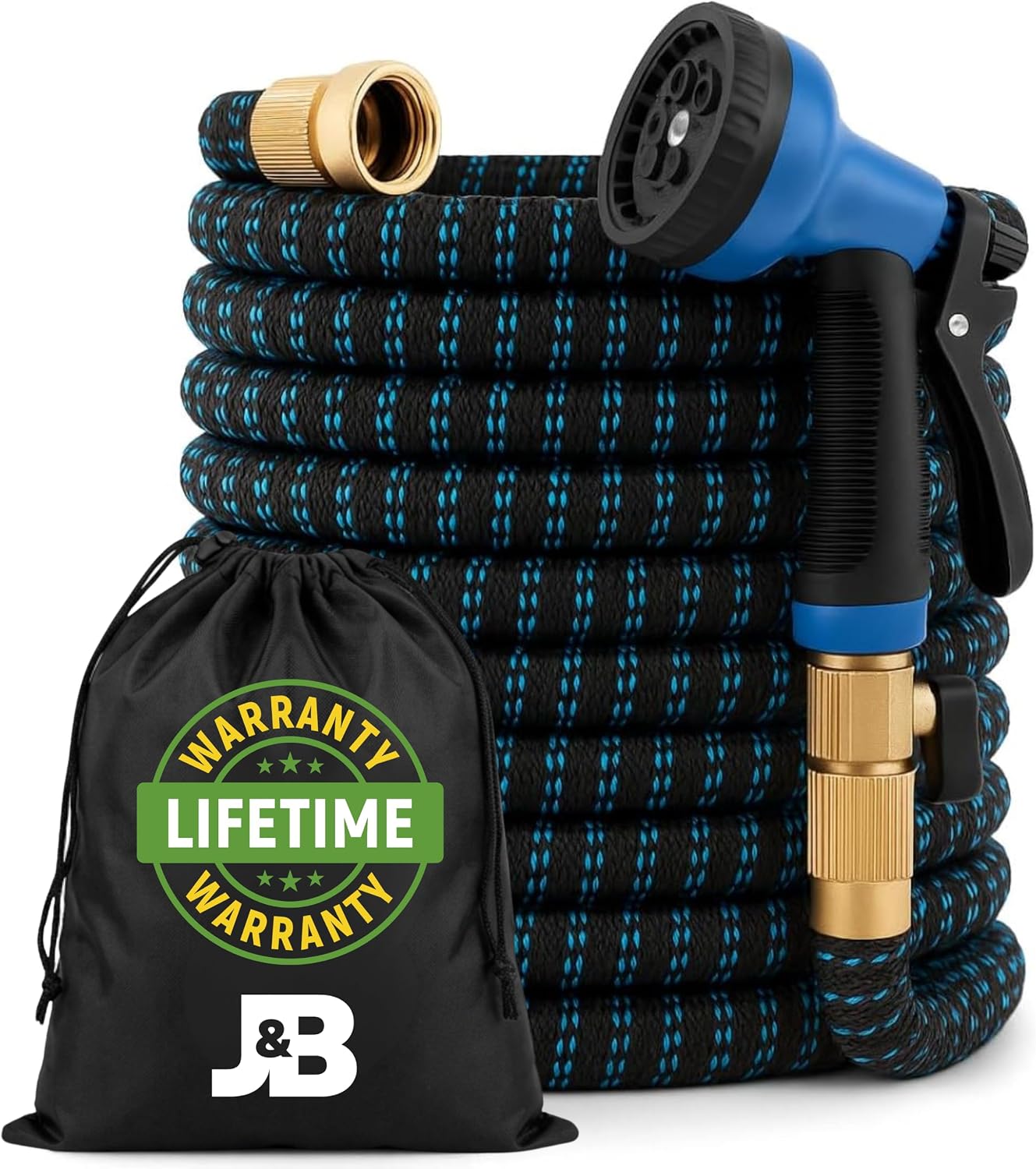 XpandaHose 150ft Expandable Garden Hose, Lightweight, Brass Connectors