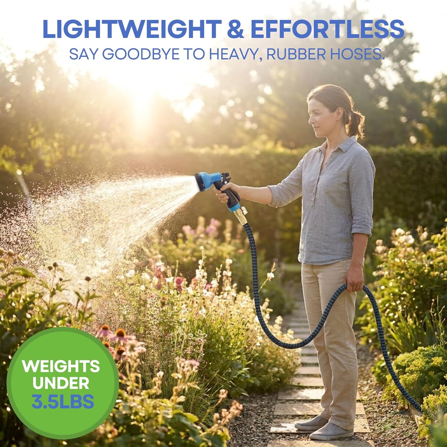 XpandaHose 150ft Expandable Garden Hose, Lightweight, Brass Connectors