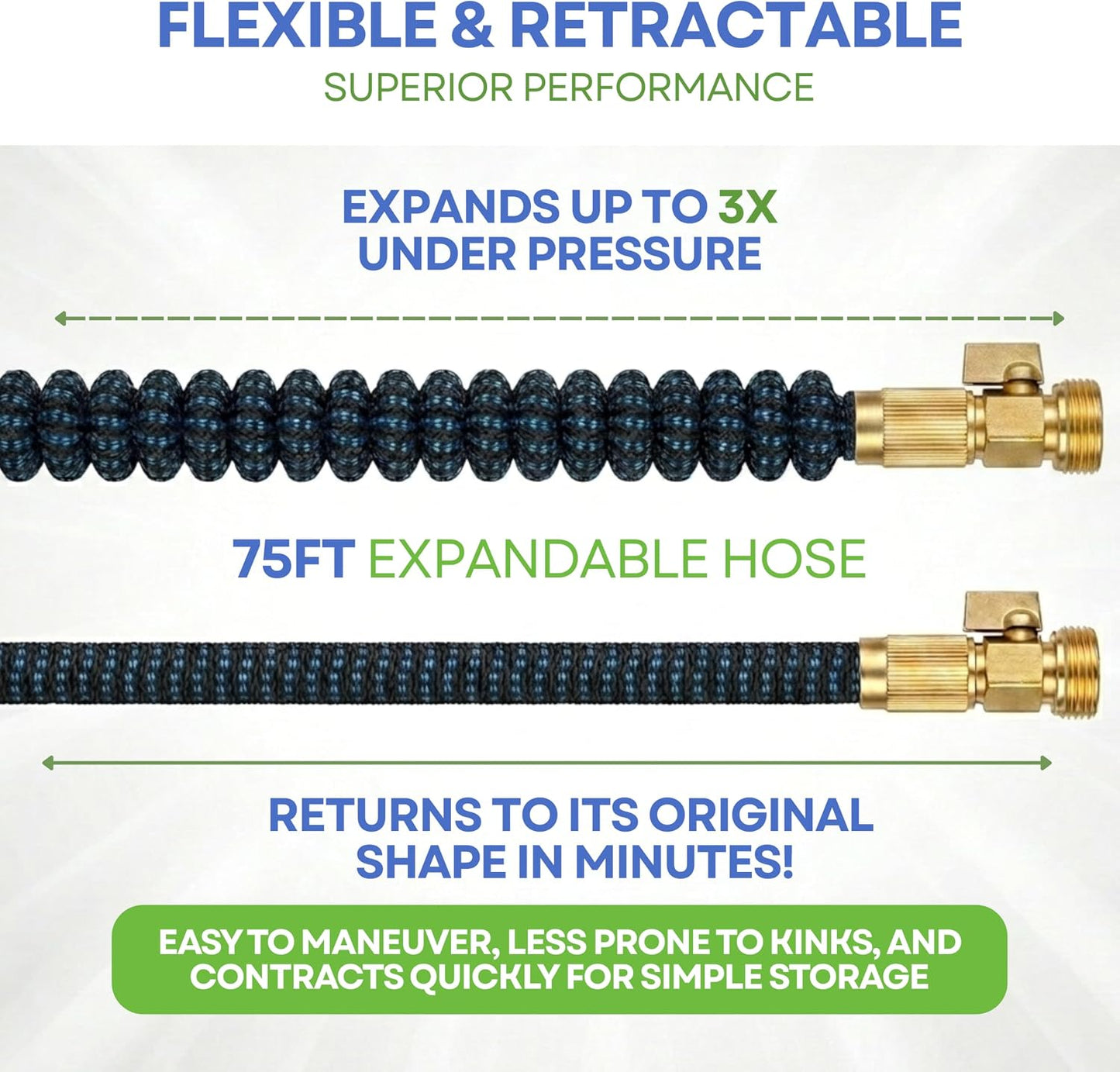 XpandaHose 150ft Expandable Garden Hose, Lightweight, Brass Connectors