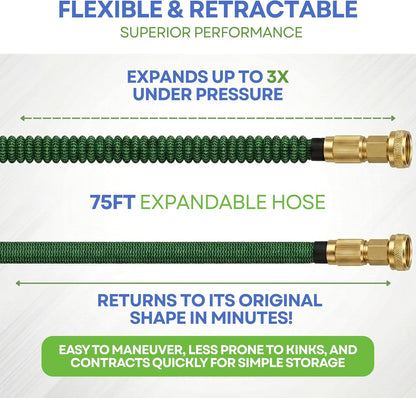 XpandaHose 150ft Expandable Garden Hose, Lightweight, Brass Connectors