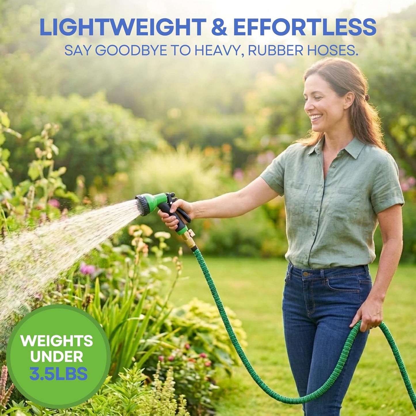 XpandaHose 150ft Expandable Garden Hose, Lightweight, Brass Connectors