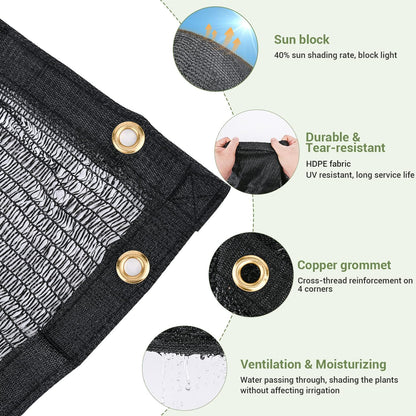 40% Garden Shade Cloth, 10x20FT HDPE Mesh Tarp with Upgraded Grommets