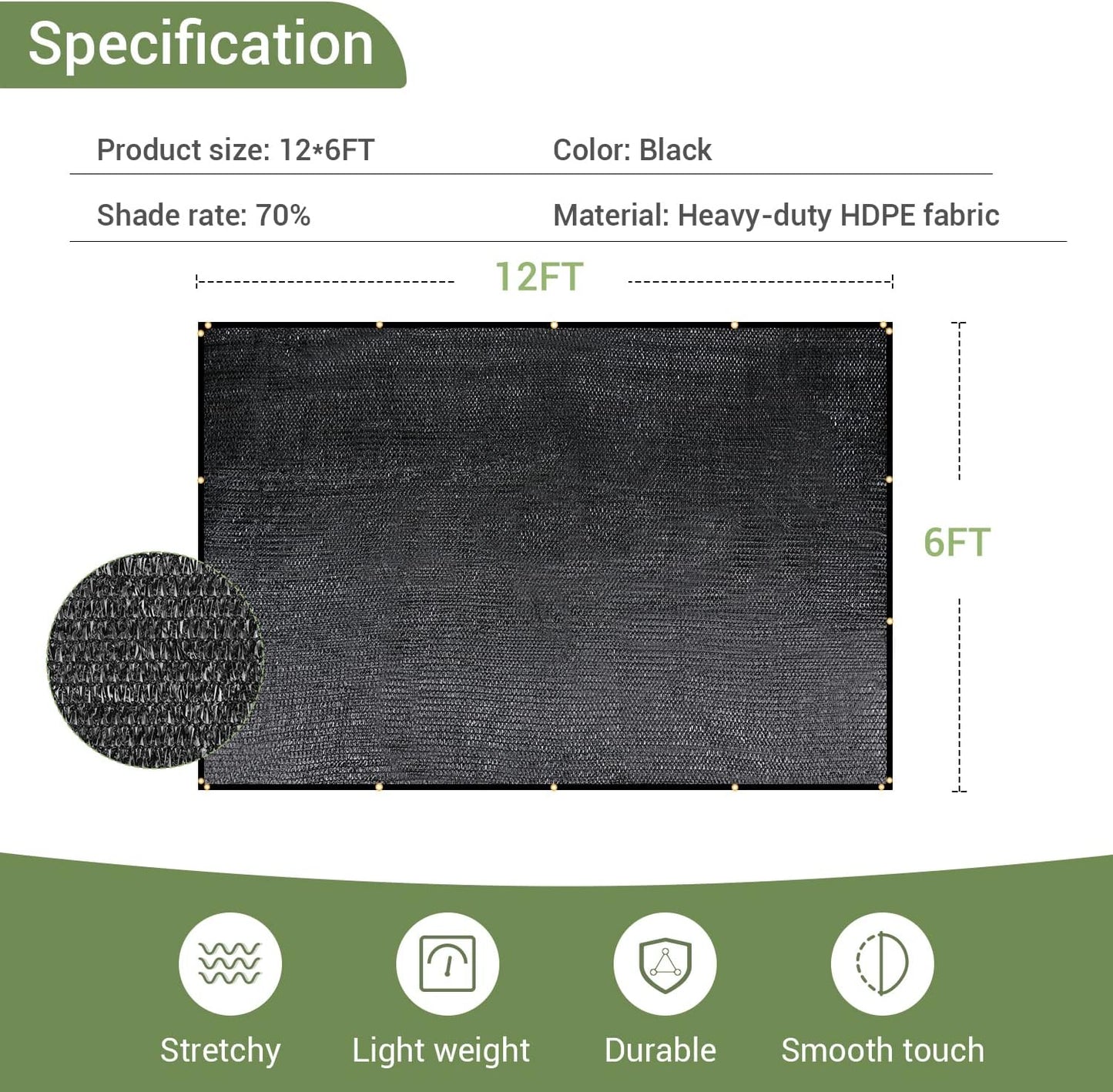 40% Garden Shade Cloth, 10x20FT HDPE Mesh Tarp with Upgraded Grommets