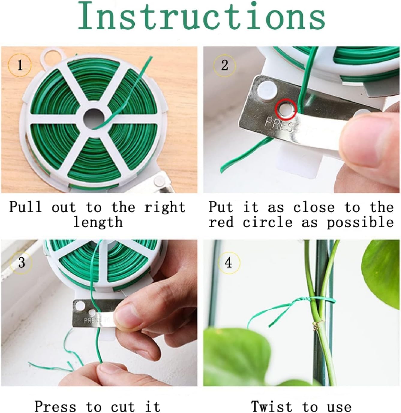 Twist Tie, 328 Feet (100m), green cable ties with Cutter, Garden Plant Ties Reusable, Green Twist Ties for plants Gardening Tomatoes Tie garden ties for plants,garden twist ties flowers Climbing