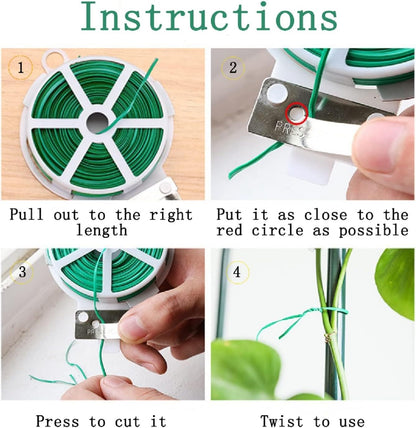 Twist Tie, 328 Feet (100m), green cable ties with Cutter, Garden Plant Ties Reusable, Green Twist Ties for plants Gardening Tomatoes Tie garden ties for plants,garden twist ties flowers Climbing