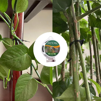 Twist Tie, 328 Feet (100m), green cable ties with Cutter, Garden Plant Ties Reusable, Green Twist Ties for plants Gardening Tomatoes Tie garden ties for plants,garden twist ties flowers Climbing