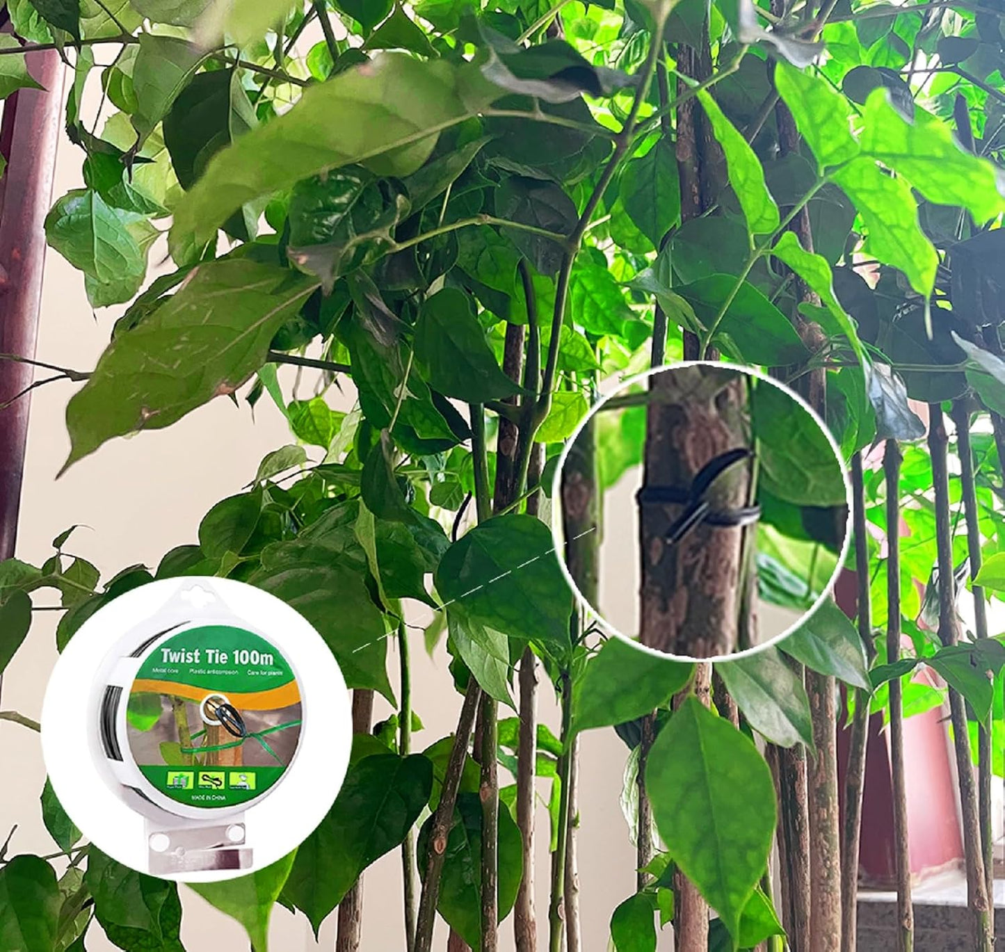 Twist Tie, 328 Feet (100m), green cable ties with Cutter, Garden Plant Ties Reusable, Green Twist Ties for plants Gardening Tomatoes Tie garden ties for plants,garden twist ties flowers Climbing