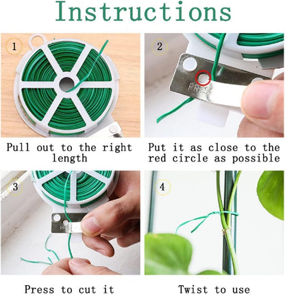 Twist Tie, 328 Feet (100m), green cable ties with Cutter, Garden Plant Ties Reusable, Green Twist Ties for plants Gardening Tomatoes Tie garden ties for plants,garden twist ties flowers Climbing