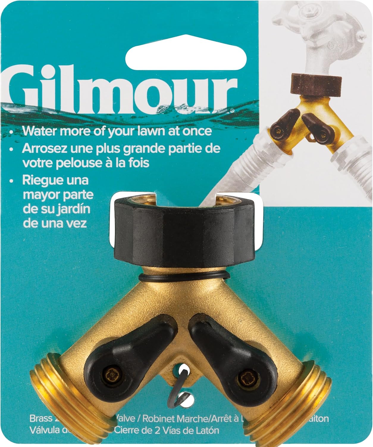 Heavy Duty 2 Way Garden Hose Splitter, Dual Water Hose Splitter with Shut Off Valve, Brass Water Manifold