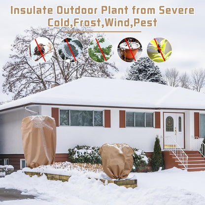 6 Pcs Plant Covers Freeze Protection Reusable Plant Protector with Zipper Frost Cloth Warm Blankets, Winter Bush Covers Freeze Protection from Cold Sun Frost Wind