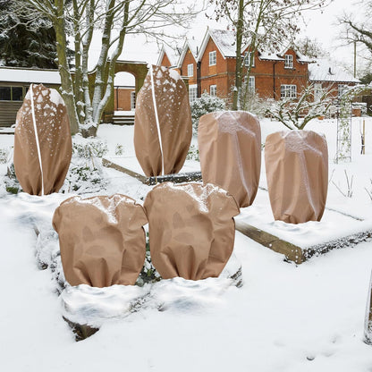 6 Pcs Plant Covers Freeze Protection Reusable Plant Protector with Zipper Frost Cloth Warm Blankets, Winter Bush Covers Freeze Protection from Cold Sun Frost Wind