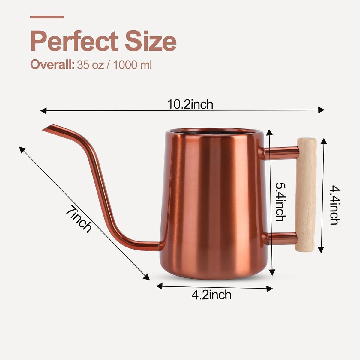 Watering Can for Indoor Plants, 35 oz/1000 ml Metal Stainless Steel Pot with Long Spout for House Plants Bonsai Outdoor Garden Flower Decorative (Black)