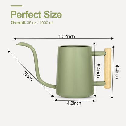 Watering Can for Indoor Plants, 35 oz/1000 ml Metal Stainless Steel Pot with Long Spout for House Plants Bonsai Outdoor Garden Flower Decorative (Black)