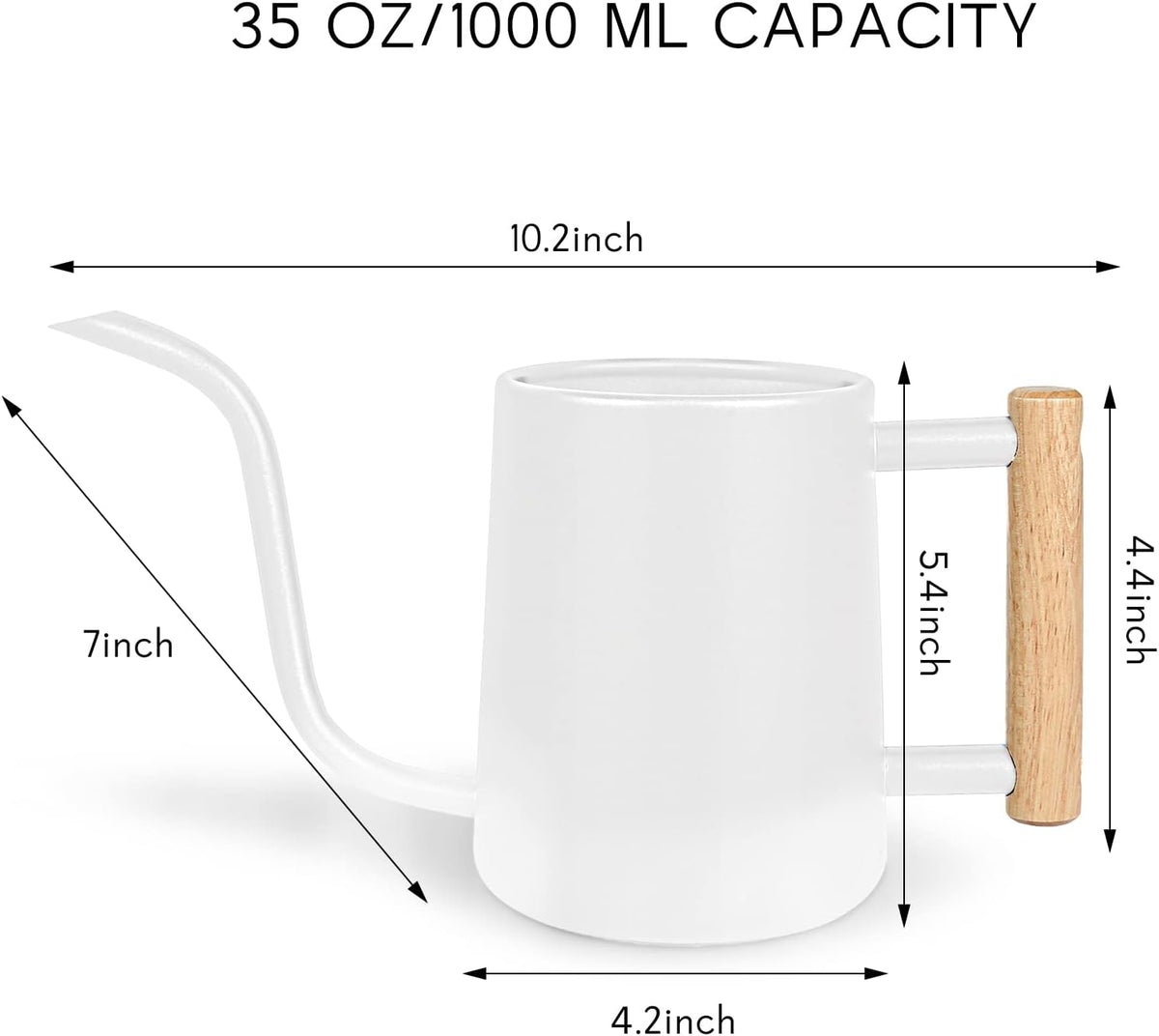 Watering Can for Indoor Plants, 35 oz/1000 ml Metal Stainless Steel Pot with Long Spout for House Plants Bonsai Outdoor Garden Flower Decorative (Black)