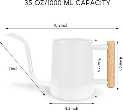 Watering Can for Indoor Plants, 35 oz/1000 ml Metal Stainless Steel Pot with Long Spout for House Plants Bonsai Outdoor Garden Flower Decorative (Black)