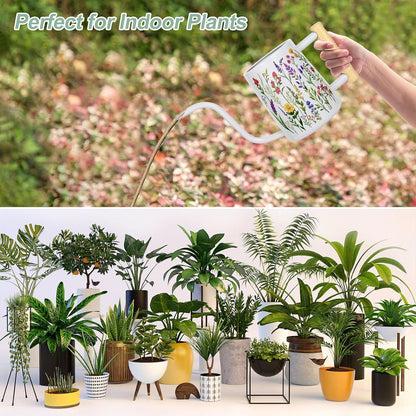 Watering Can for Indoor Plants, 35 oz/1000 ml Metal Stainless Steel Pot with Long Spout for House Plants Bonsai Outdoor Garden Flower Decorative (Black)