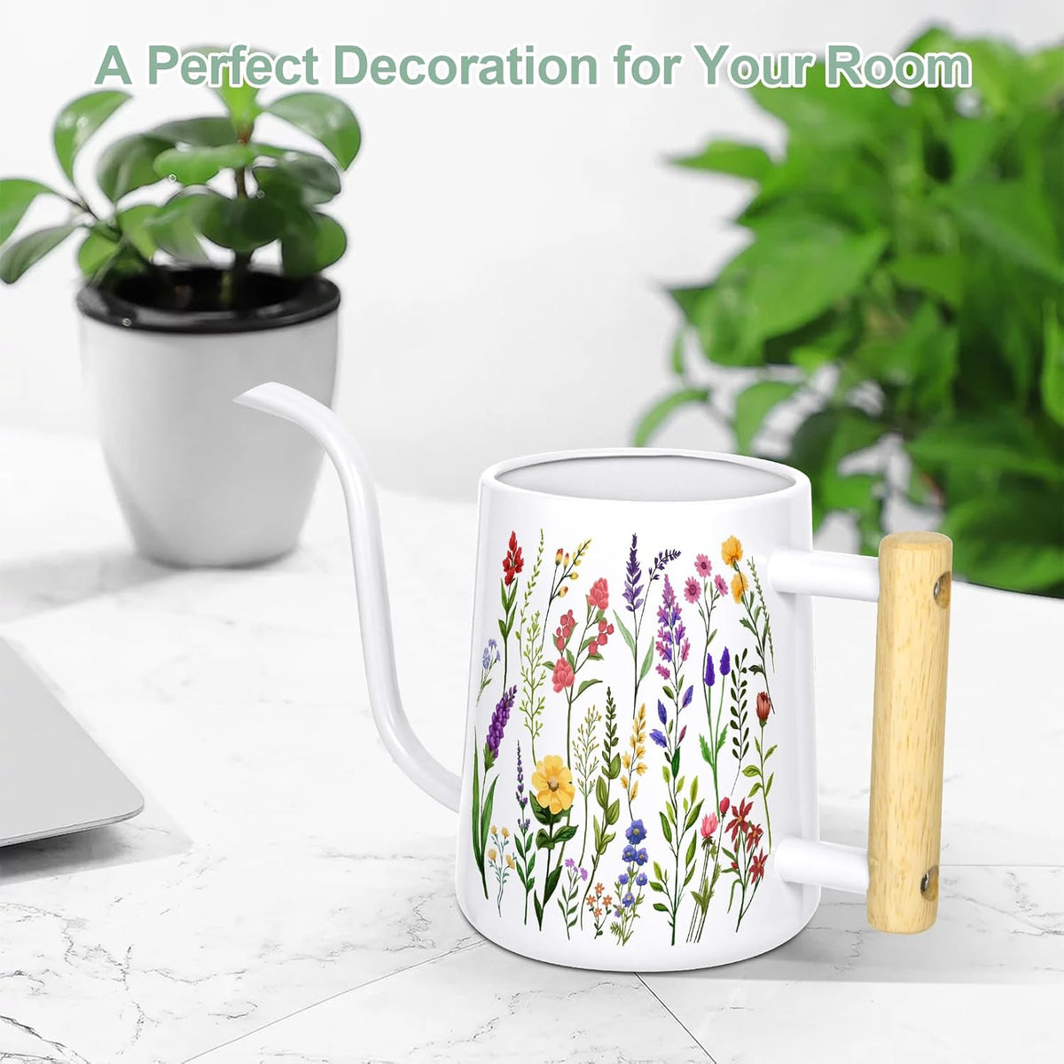 Watering Can for Indoor Plants, 35 oz/1000 ml Metal Stainless Steel Pot with Long Spout for House Plants Bonsai Outdoor Garden Flower Decorative (Black)