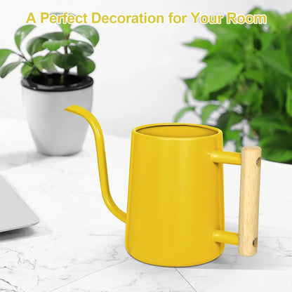 Watering Can for Indoor Plants, 35 oz/1000 ml Metal Stainless Steel Pot with Long Spout for House Plants Bonsai Outdoor Garden Flower Decorative (Black)