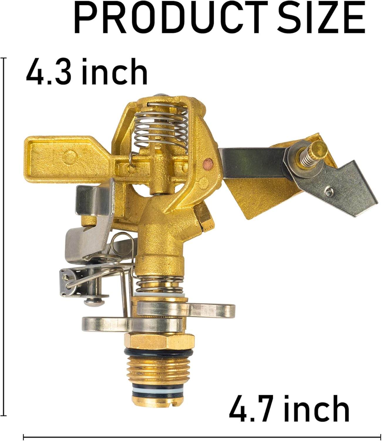 1/2 Inch Brass Impact Sprinkler, Heavy Duty Water Sprinkler Head, Adjustable 0-360 Degree Coverage Pattern, Watering Sprinkler with Nozzles for Large Patio Garden Irrigation (1 Pack)