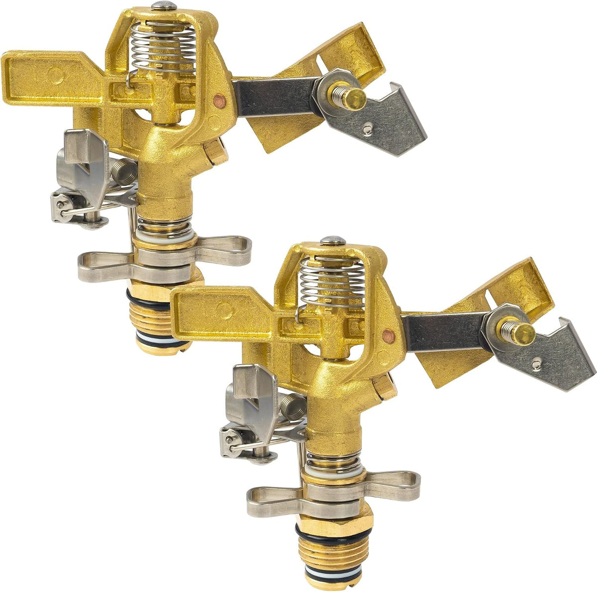 1/2 Inch Brass Impact Sprinkler, Heavy Duty Water Sprinkler Head, Adjustable 0-360 Degree Coverage Pattern, Watering Sprinkler with Nozzles for Large Patio Garden Irrigation (1 Pack)