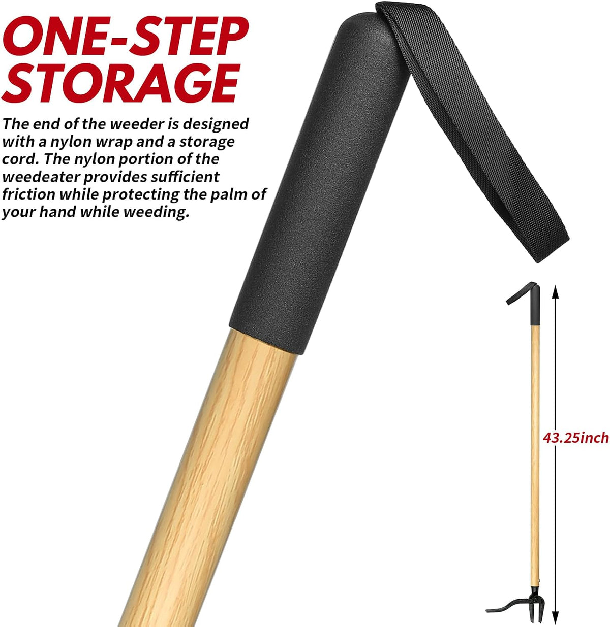 Stand-Up Weed Puller with Long Handle, Made of Aluminum Alloy Bamboo Texture Design, Roots Remover for Garden & Lawn Care, Easily Remove Weeds Without Bending, Pulling, or Kneeling