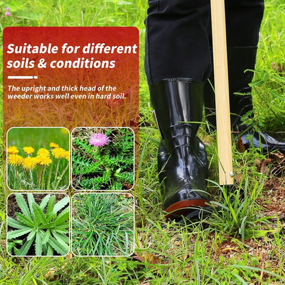 Stand-Up Weed Puller with Long Handle, Made of Aluminum Alloy Bamboo Texture Design, Roots Remover for Garden & Lawn Care, Easily Remove Weeds Without Bending, Pulling, or Kneeling