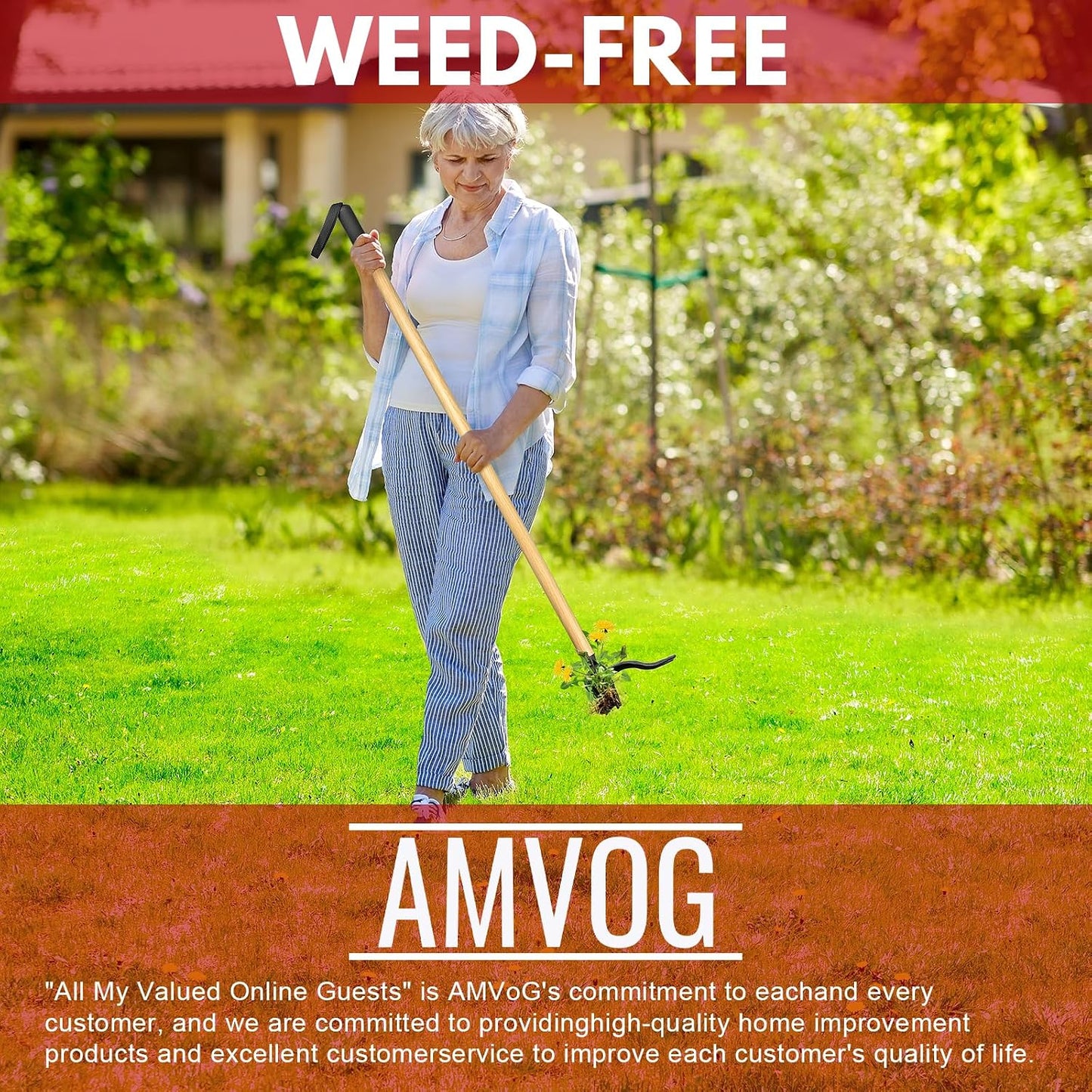 Stand-Up Weed Puller with Long Handle, Made of Aluminum Alloy Bamboo Texture Design, Roots Remover for Garden & Lawn Care, Easily Remove Weeds Without Bending, Pulling, or Kneeling