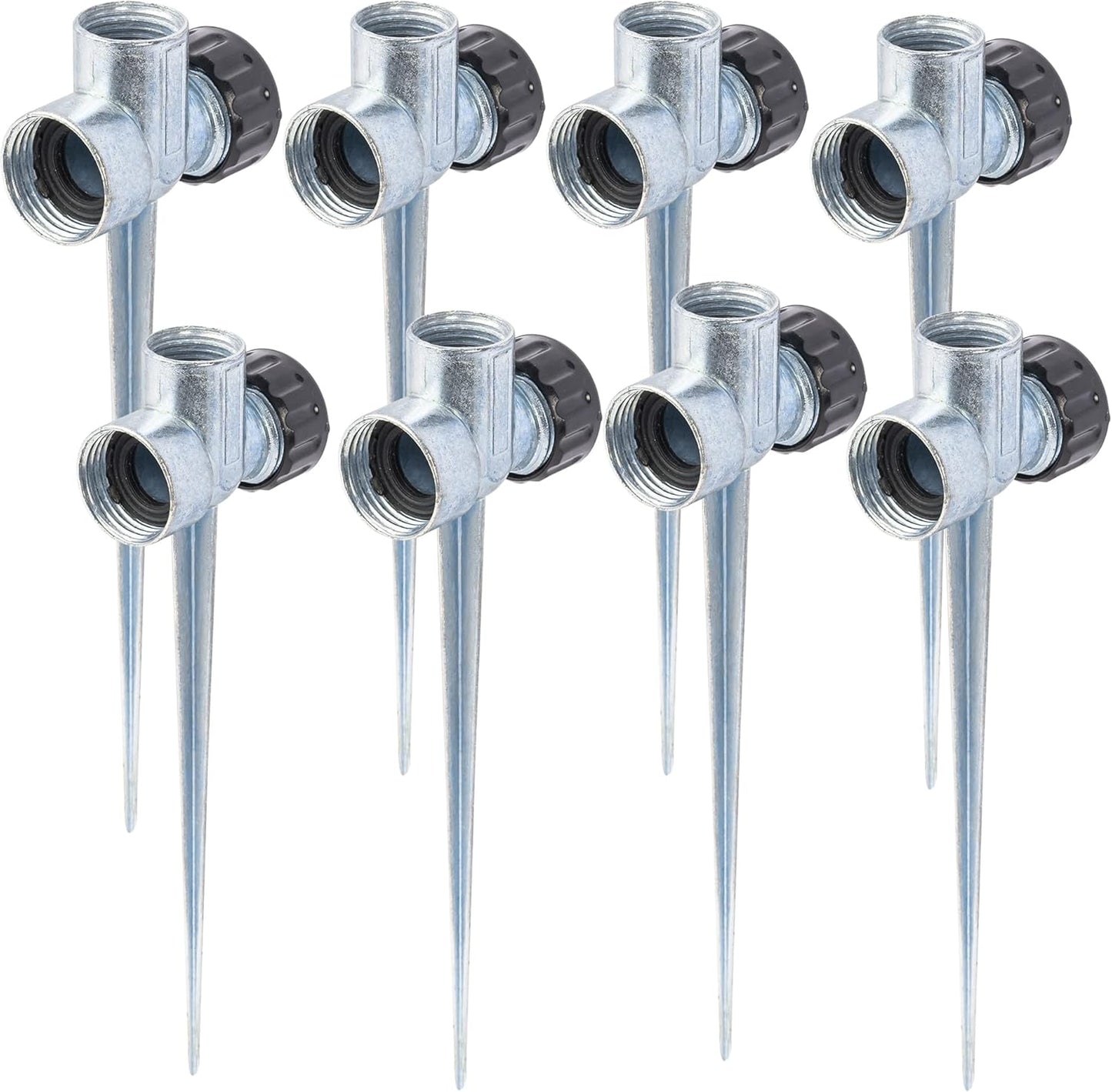 8 Pack 1/2 inch Zinc Alloy Lawn Sprinkler Spike Base, Water Flow Thru Sprinkler for Yard, Lawn, Garden and Grass Irrigation