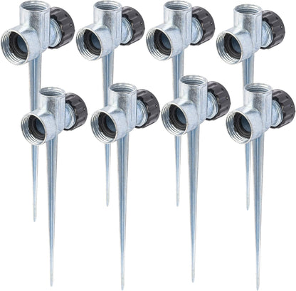 8 Pack 1/2 inch Zinc Alloy Lawn Sprinkler Spike Base, Water Flow Thru Sprinkler for Yard, Lawn, Garden and Grass Irrigation