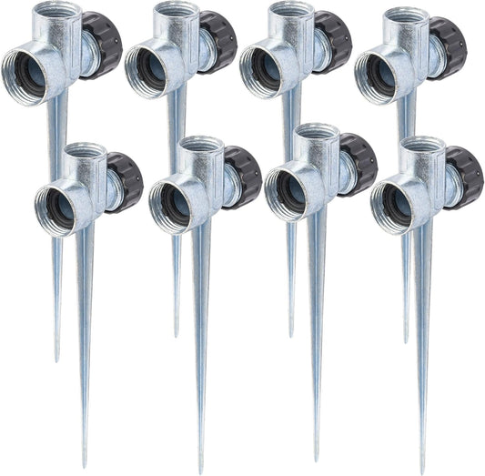 8 Pack 1/2 inch Zinc Alloy Lawn Sprinkler Spike Base, Water Flow Thru Sprinkler for Yard, Lawn, Garden and Grass Irrigation