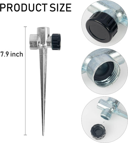 8 Pack 1/2 inch Zinc Alloy Lawn Sprinkler Spike Base, Water Flow Thru Sprinkler for Yard, Lawn, Garden and Grass Irrigation