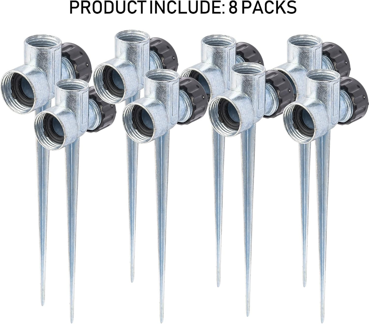 8 Pack 1/2 inch Zinc Alloy Lawn Sprinkler Spike Base, Water Flow Thru Sprinkler for Yard, Lawn, Garden and Grass Irrigation