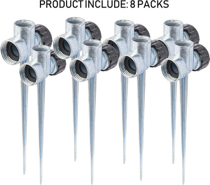 8 Pack 1/2 inch Zinc Alloy Lawn Sprinkler Spike Base, Water Flow Thru Sprinkler for Yard, Lawn, Garden and Grass Irrigation