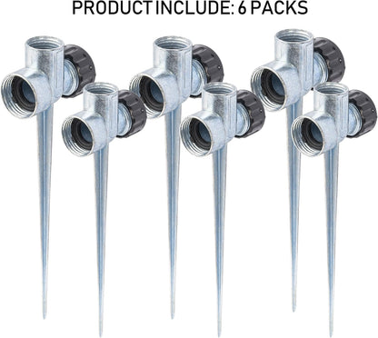 8 Pack 1/2 inch Zinc Alloy Lawn Sprinkler Spike Base, Water Flow Thru Sprinkler for Yard, Lawn, Garden and Grass Irrigation