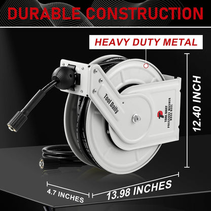 Retractable Pressure Washer Hose Reel, 1/4” x 60 FT