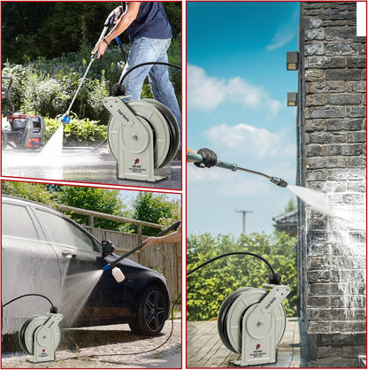 Retractable Pressure Washer Hose Reel, 1/4” x 60 FT