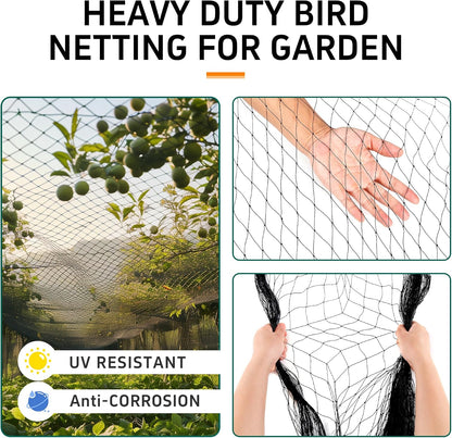 Garden Netting, 25' x 25' Heavy Duty Bird Netting Deer Fence Net, 1" Mesh Poultry Netting for Chicken Coop, Run & Garden, Protect Fruit Trees, Vegetables from Birds, Deer, Squirrels