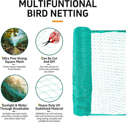 Garden Netting, 25' x 25' Heavy Duty Bird Netting Deer Fence Net, 1" Mesh Poultry Netting for Chicken Coop, Run & Garden, Protect Fruit Trees, Vegetables from Birds, Deer, Squirrels