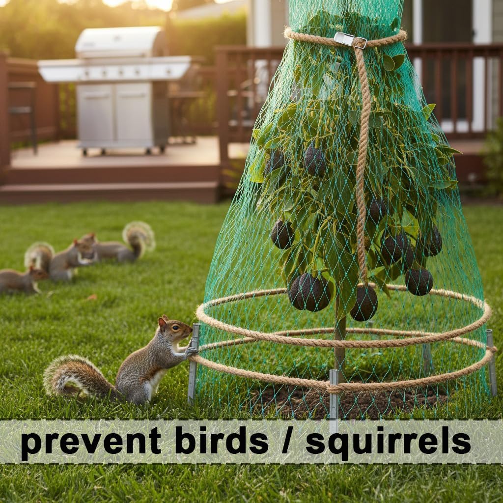 Garden Netting, 25' x 25' Heavy Duty Bird Netting Deer Fence Net, 1" Mesh Poultry Netting for Chicken Coop, Run & Garden, Protect Fruit Trees, Vegetables from Birds, Deer, Squirrels