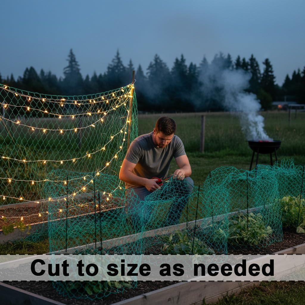 Garden Netting, 25' x 25' Heavy Duty Bird Netting Deer Fence Net, 1" Mesh Poultry Netting for Chicken Coop, Run & Garden, Protect Fruit Trees, Vegetables from Birds, Deer, Squirrels